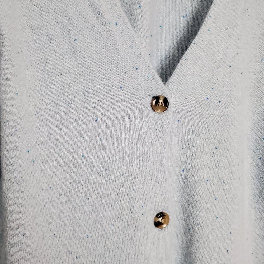 Ann Taylor Cardigan Womens Size Small Wool Blend Blue Button Long Preppy Neutral - Picture 4 of 11